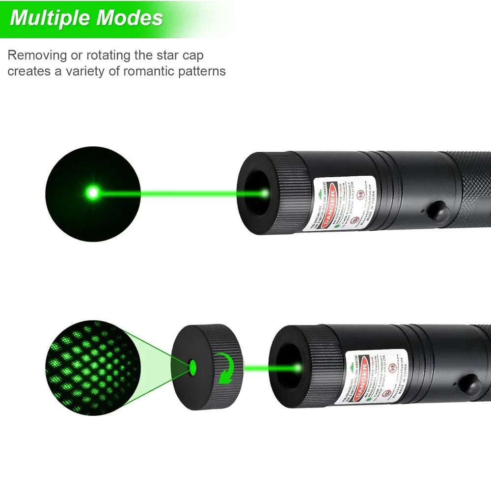 Powerful Green Laser Sight 10000M 532Nm Laser Pointer Powerful Adjustable Focus Lazer with Laser Pen Head Burning Match